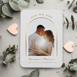 Gold Arched Frame Wedding Foto Save the Date Magnet