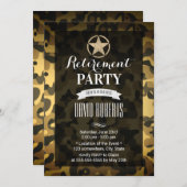 Gold Army Star Camouflage Militärische Rente Einladung (Vorne/Hinten)