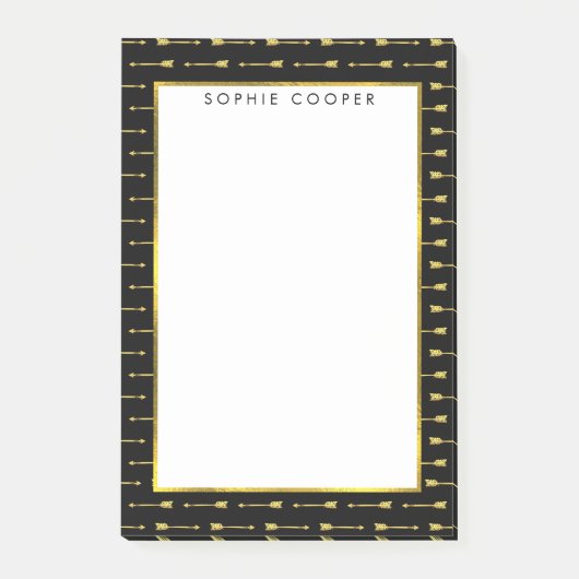 Gold Arrows Personalisiert Sticknotes Post-it Klebezettel (Vorderseite)