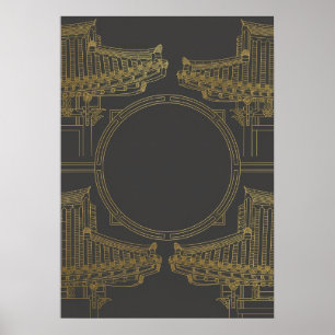 Gold Art Deco Architektur Poster