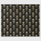 Gold Art Deco Blume im Black Geschenkpapier (Flach)