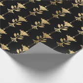Gold Art Deco Blume im Black Geschenkpapier (Ecke)