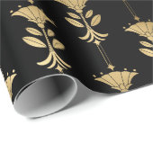 Gold Art Deco Blume im Black Geschenkpapier (Rolleneckpunkt)
