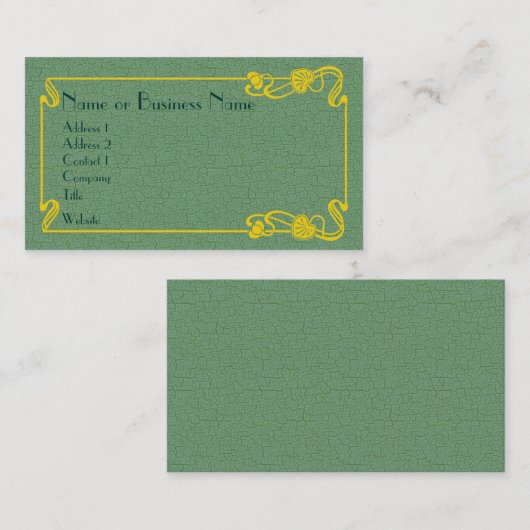 Gold Art Deco Border on Green Visitenkarte (Vorne/Hinten)