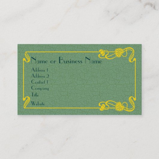Gold Art Deco Border on Green Visitenkarte (Vorderseite)