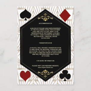 Gold Art Deco Casino Vegas Poker Hochzeitsdetails Begleitkarte