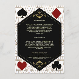 Gold Art Deco Casino Vegas Poker Wedding Details Begleitkarte