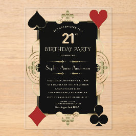 Gold Art Deco Casino Vegas Woman 21st Birthday Acryleinladungen