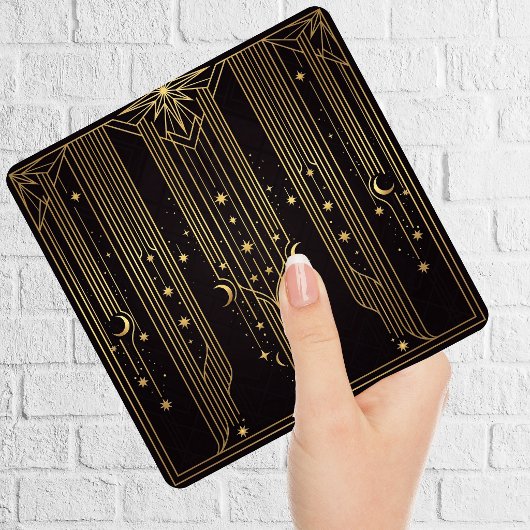 Gold Art Deco Celestial Stars Moons Pattern Fliese