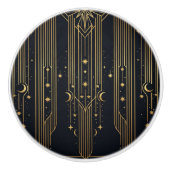 Gold Art Deco Celestial Stars Moons Pattern  Keramikknauf (Vorderseite)