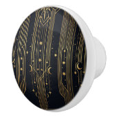 Gold Art Deco Celestial Stars Moons Pattern  Keramikknauf (Rechts)