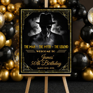 Gold Art Deco Der Mann Mythos Legende Geburtstags Poster
