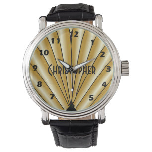 Gold Art Deco Design Armbanduhr