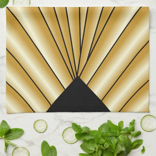 Gold Art Deco Design Geschirrtuch (Gefaltet)