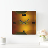 Gold Art Deco Design in einem modernen Stil Quadratische Wanduhr (Zuhause)