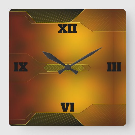 Gold Art Deco Design in einem modernen Stil Quadratische Wanduhr (Vorderseite)