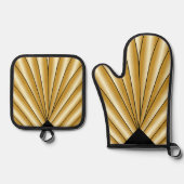 Gold Art Deco Design Ofenhandschuh & Topflappen-Set (Vorderseite)