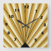 Gold Art Deco Design Quadratische Wanduhr (Vorderseite)