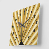 Gold Art Deco Design Quadratische Wanduhr (Winkel)