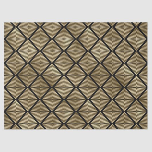 Gold Art Deco Diamanten aus schwarzem Dekor Seidenpapier (Vorderseite)