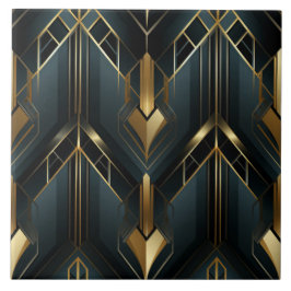 Gold Art Deco, Dunkel Cyan Fliese