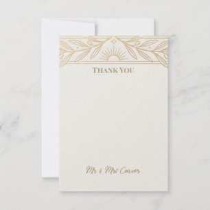 Gold Art Deco Fächer Hochzeit Danke Karte