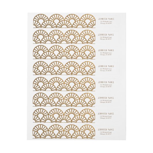 Gold Art Deco Fan Envelope Address Wrap Label (Bogen)