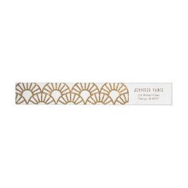Gold Art Deco Fan Envelope Address Wrap Label