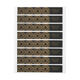 Gold Art Deco Fan Envelope Address Wrap Label