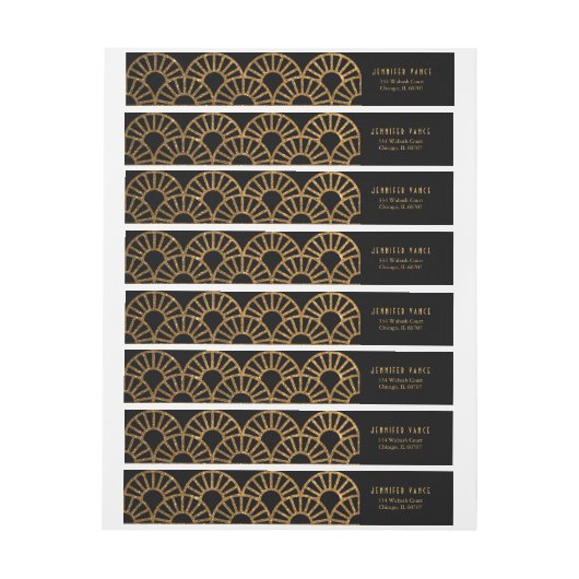 Gold Art Deco Fan Envelope Address Wrap Label (Bogen)