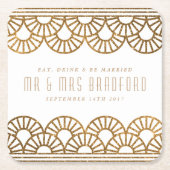 Gold Art Deco Fan Wedding and Celebration Unterset Rechteckiger Pappuntersetzer (Vorderseite)