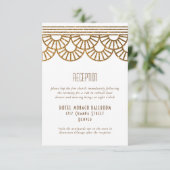 Gold Art Deco Fan Wedding Einladung Empfang (Stehend Vorderseite)