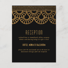 Gold Art Deco Fan Wedding Einladung Empfang