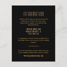 Gold Art Deco Fan Wedding Information Card Begleitkarte