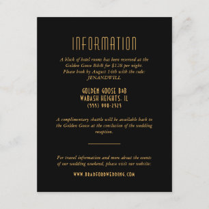 Gold Art Deco Fan Wedding Information Card Begleitkarte