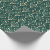 Gold Art Deco Fans auf Aquamarinem Hintergrund Geschenkpapier (Ecke)