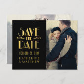 Gold Art Deco | Foto Save the Date Postkarte (Vorne/Hinten)