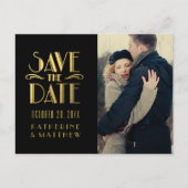 Gold Art Deco | Foto Save the Date Postkarte (Vorderseite)