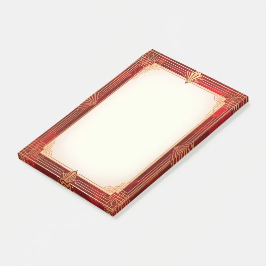 Gold Art Deco Frame on Red Post-it Klebezettel (angewinkelt)