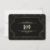 Gold Art Deco Gatsby 1920er Stil Hochzeit RSVP (Vorderseite)