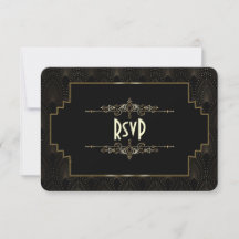 Gold Art Deco Gatsby 1920er Stil Hochzeit RSVP