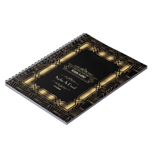 Gold Art Deco Gatsby im Stil der 20er Jahre Notizblock (Linke Seite)