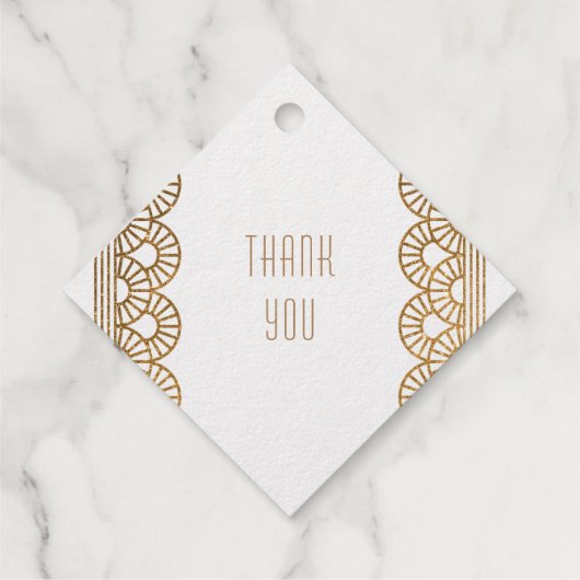 Gold Art Deco Gatsby Style Custom Wedding Geschenkanhänger (Rückseite)