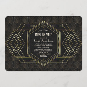 Gold Art Deco Great Gatsby Brautparty-Teeparty Einladung