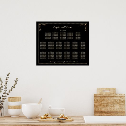 Gold Art Deco Great Gatsby Wedding Seating Chart Poster (Küche)