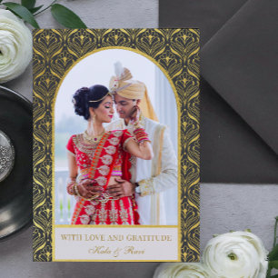 Gold Art Deco Hochzeit Vielen Dank Foto Karte