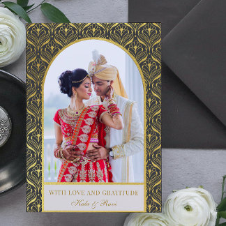 Gold Art Deco Hochzeit Vielen Dank Foto Karte