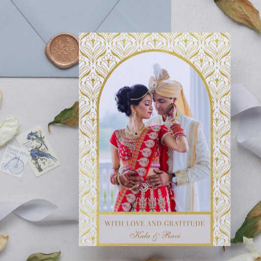 Gold Art Deco Hochzeit Vielen Dank Foto Karte