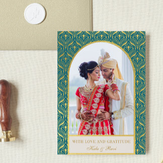 Gold Art Deco Hochzeit Vielen Dank Foto Karte