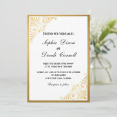 Gold Art Deco Hochzeitsankündigung Einladung (Stehend Vorderseite)